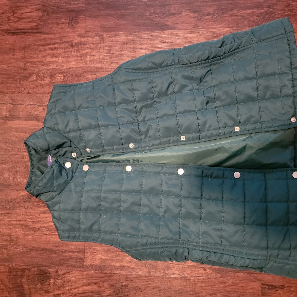 Green Quilted Vest with Snap Buttons